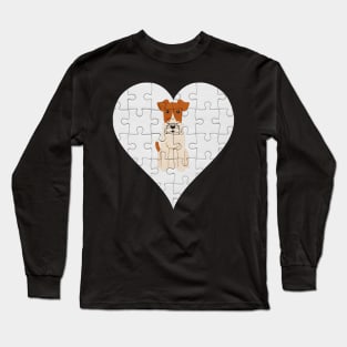 Wire Fox Terrier Heart Jigsaw Pieces Design - Gift for Wire Fox Terrier Lovers Long Sleeve T-Shirt